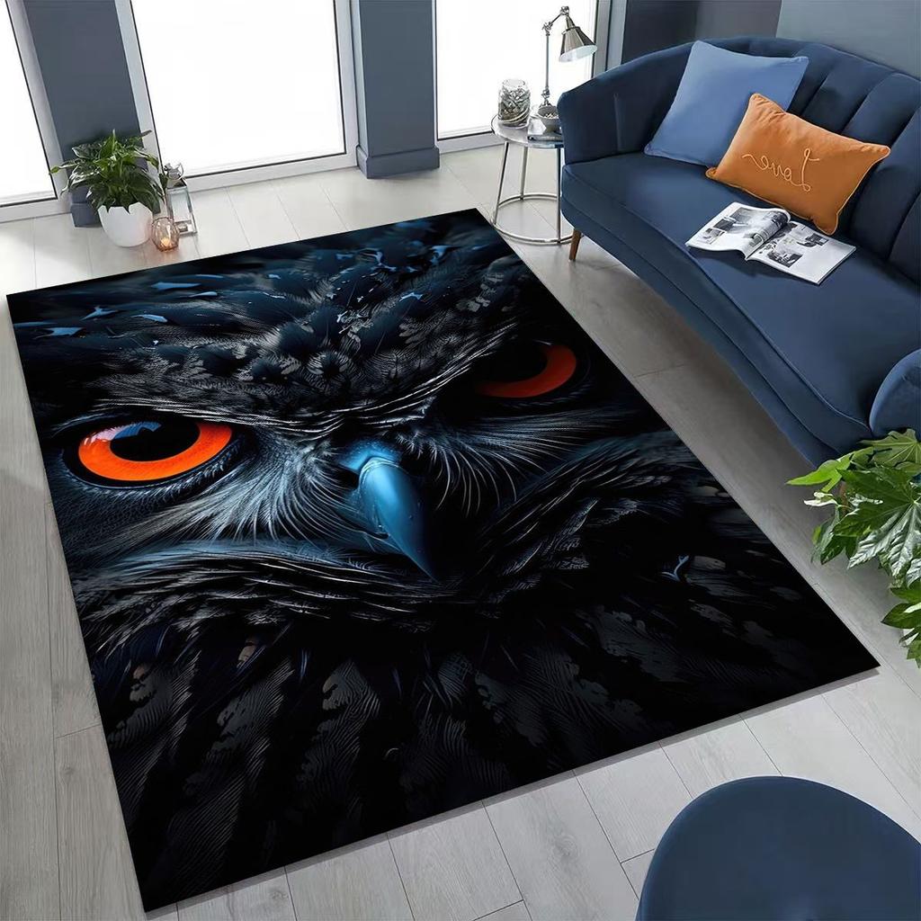 New Mysterious Owl Colorful Cartoon Birds Rug for Bedroom Living Room Sofa Home Doormat Decor,Large Kid Non-slip Floor Mat