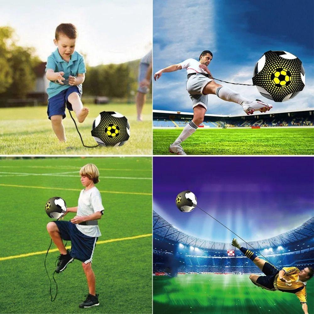 Adjustable Soccer Ball Juggle Bags Elastic Belt Football Kick Trainer Team Sports