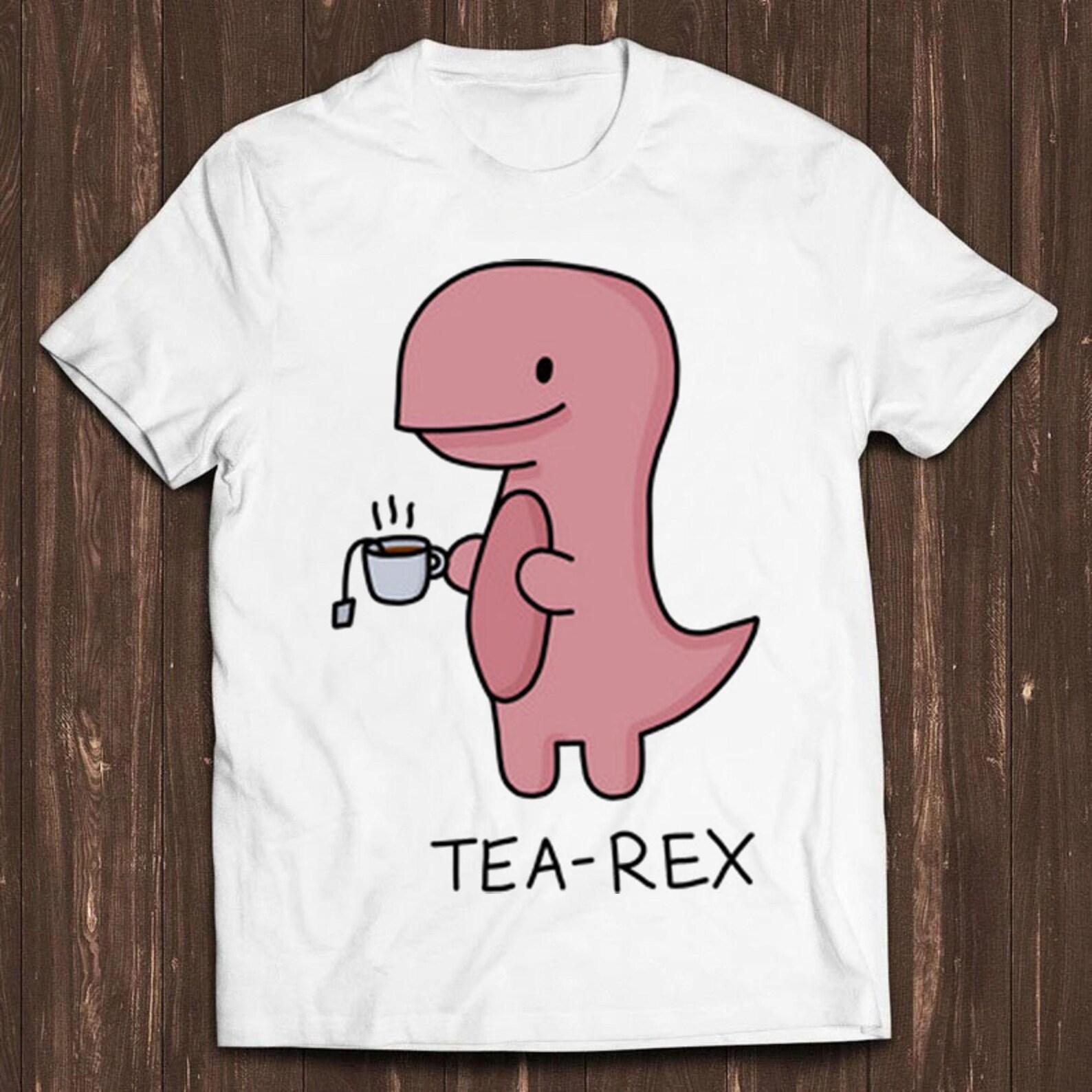 Tea-Rex T. Rex Dinosaur Tea Funny Meme Gift Tee Gamer Cult Movie T Shirt C750 4XL