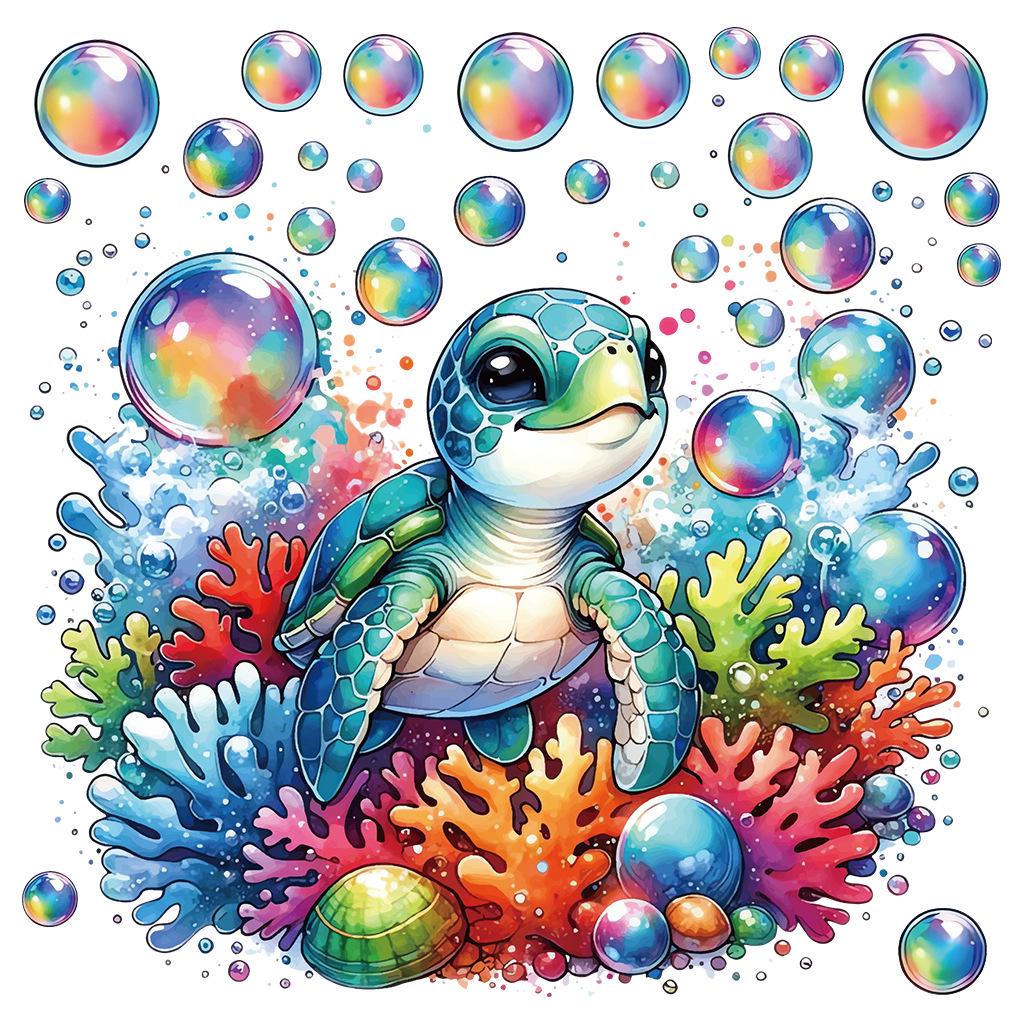 Blue Seaweed & Turtle Luminous Wall Stickers - Removable