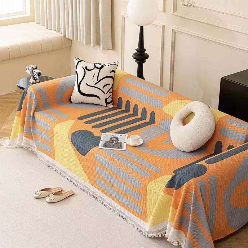 Nordic Sandstorm Hair Towel Four Seasons Universal Cotton Hemp Sofa Blanket Simple And Modern All-Around Sofa Cover Couch