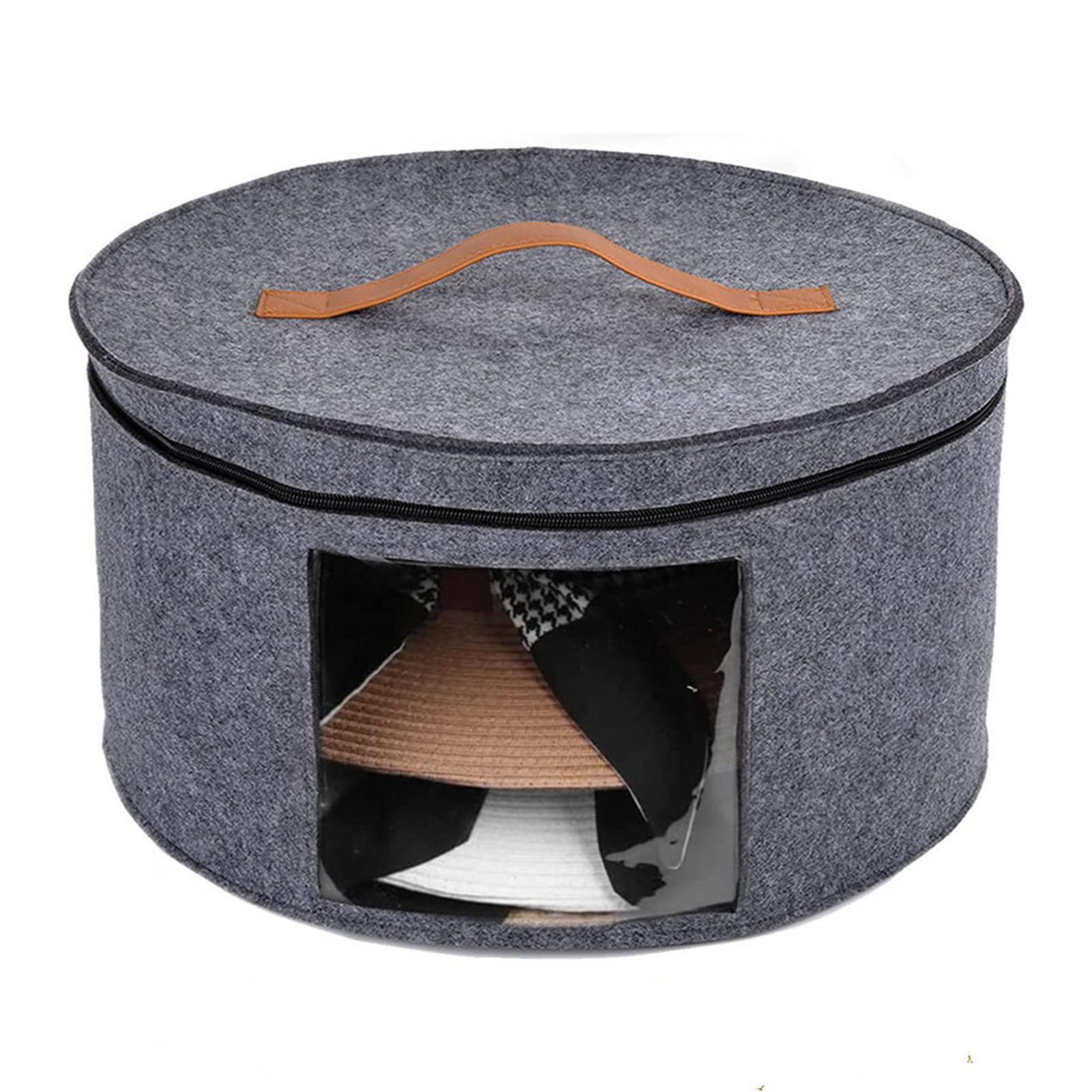 

Outdoors Travel Storage Bucket Collapsible Dustproof Half Transparent Large Capacity Portable Felt Hat Storage Case For Home 40x26cm сірий