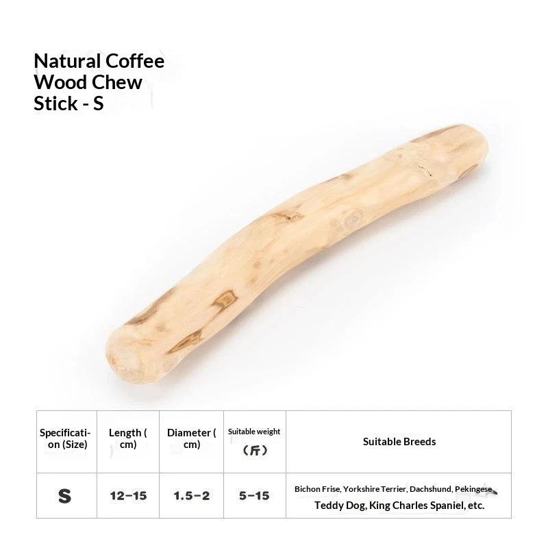 Natural Coffee Wood Dog Molar Chew Toys Safe Non Splinter Stick Stress Relief for Teething Puppies Small Breed Dog Daily Play