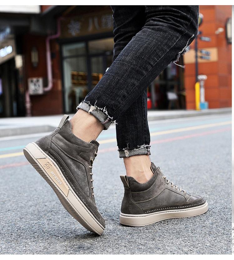 Genuine Leather Boots New Desert Boots Comfort Sneakers Ankle Boot Casual Shoes Fashion Men Plush Warm High Quality Cowboy Boots