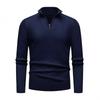 Half Zip Stand Collar Men Solid Color Casual Knitted Pullover Sweater