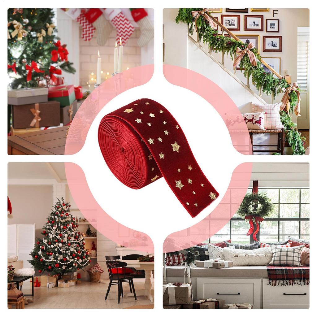 Christmas Ribbon Crafts Packaging 78 Inch Velvet Christmas Tree Ribbon For Wreath Bouquet Cake Baking Ornaments Wedding Flower