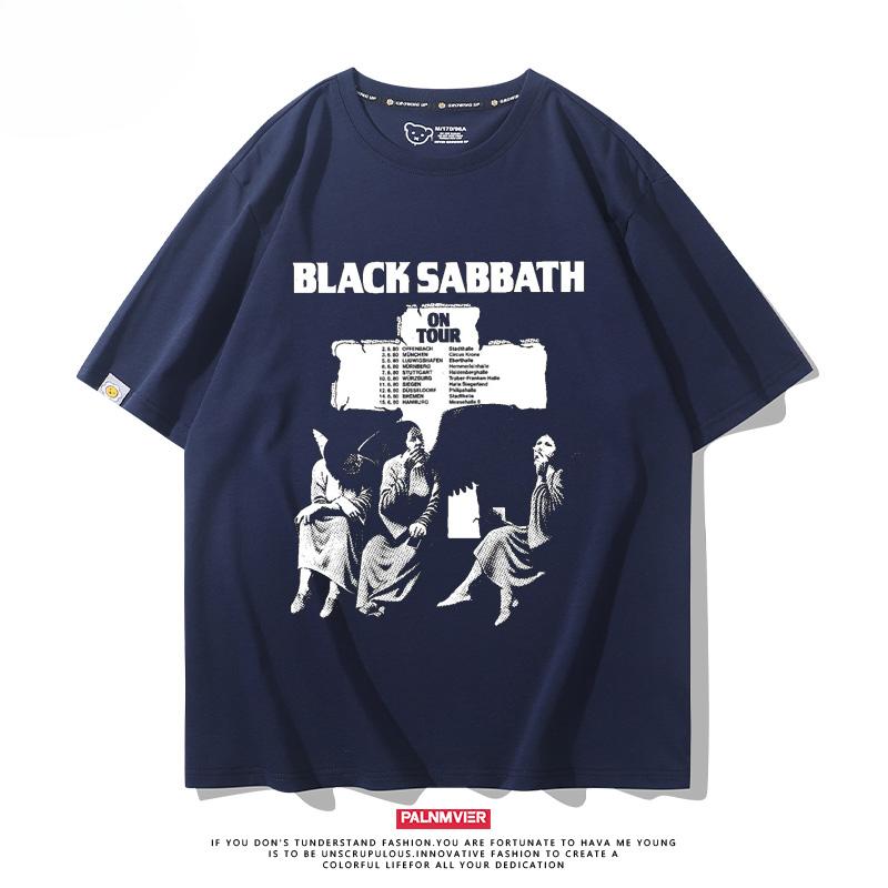 Heavy Metal Rock Band Black Sabbath, Black Sabbath Punk Style Printed Short Sleeved Loose Fitting T-shirt Trend