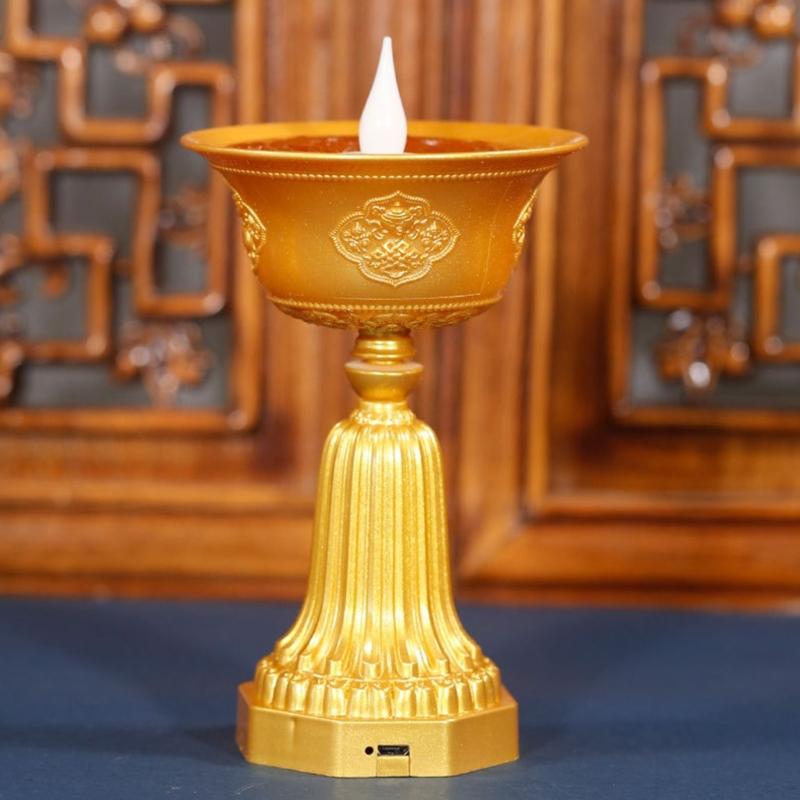 LED Elektronische Butterlampe Wiederaufladbar, Flammenloses Andachtslicht für Heim- und Tempeldekoration