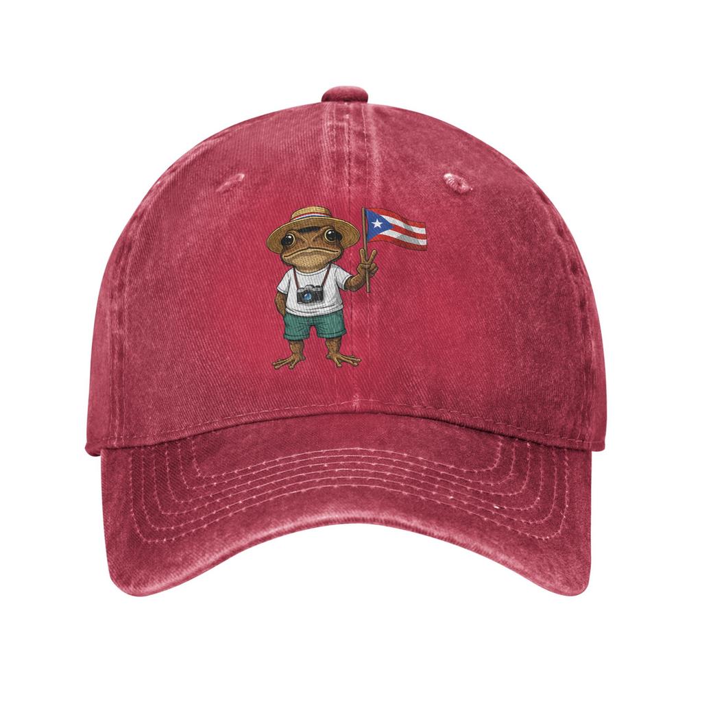 Summer Coqui Frog Puerto Rico Flag Puerto Rican Taino Boricua Baseball Cap Sun Sun-Proof Washed Trucker Hat Snapback Cap