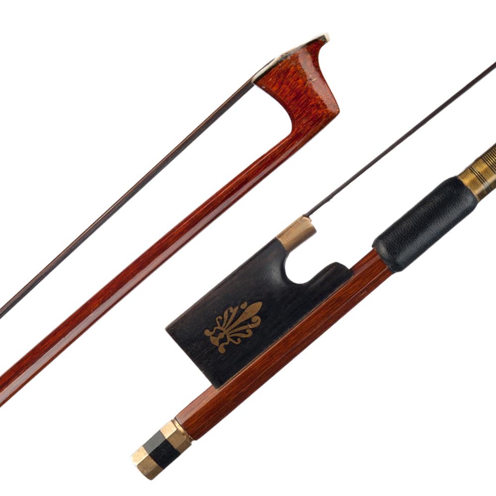 Half-mounted Ebony Frog and Authentic Horsehair 1/2 Round Stick Fort&eacute; Brazilwood Violin Bow