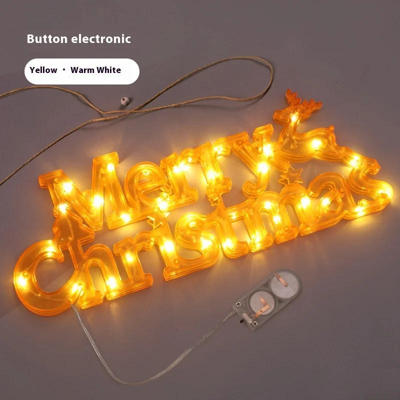 Merry Christmas Led Light Home Window Wall Background Night Light Door Hanging Sign with Lighted Ornament Christmas Decoration
