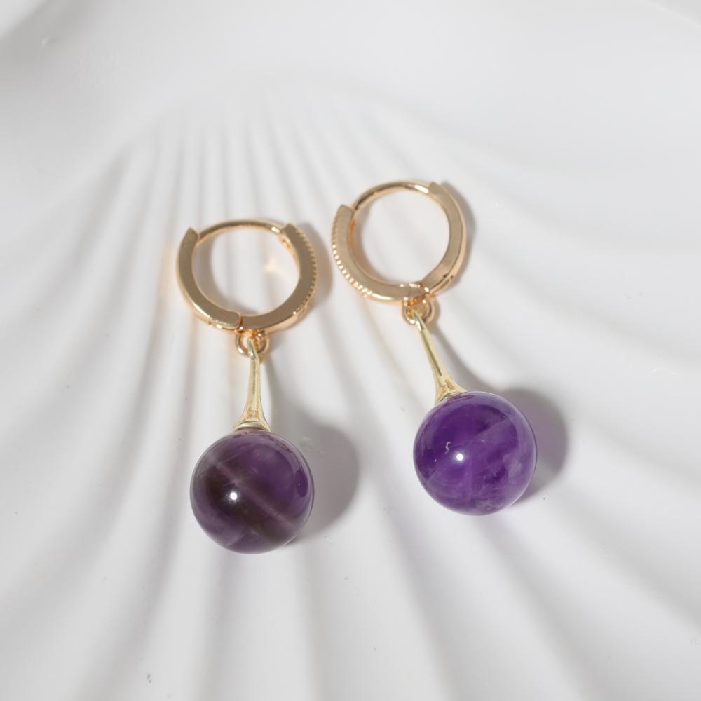 Fashion Three-color Round Imitation Jade Stone Dangle Earrings for Women Cubic Zirconia Jewelry Christmas Party Accessories