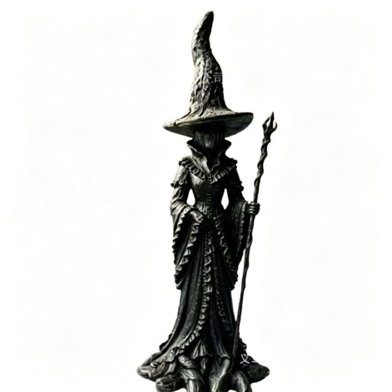 Resin Witch Statue Halloween Spooky Witch Figurine Home Table Shelf Mantel Porch Garden Ornament Decoration Gift