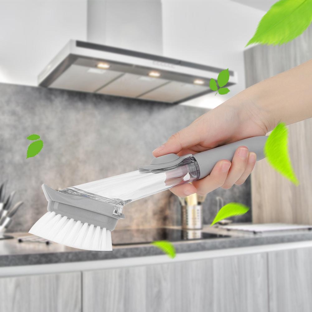 Long Handle Liquid Dispensing Kitchen Dish Cleaning Brush Tool for Pot Dishes Sink Cleaning