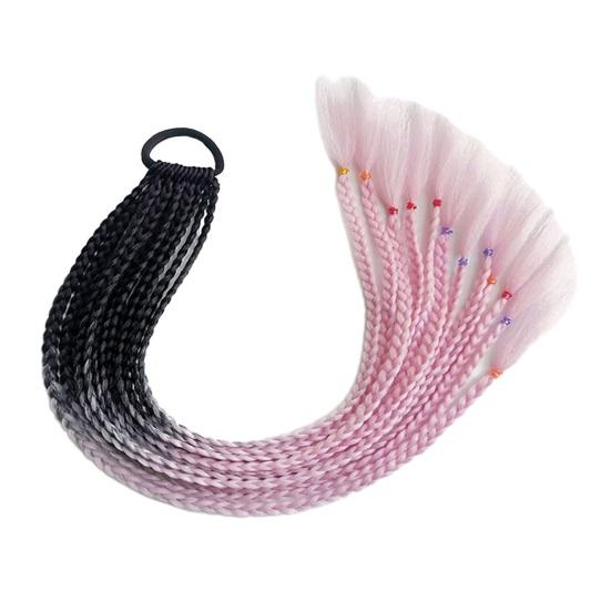 Gefälschte Pferdeschwanz-Perücke für Frauen, synthetische, farbige, geflochtene Pferdeschwanz-Haarverlängerung mit elastischem Gummiband, rutschfeste, coole Performance-Haardekoration