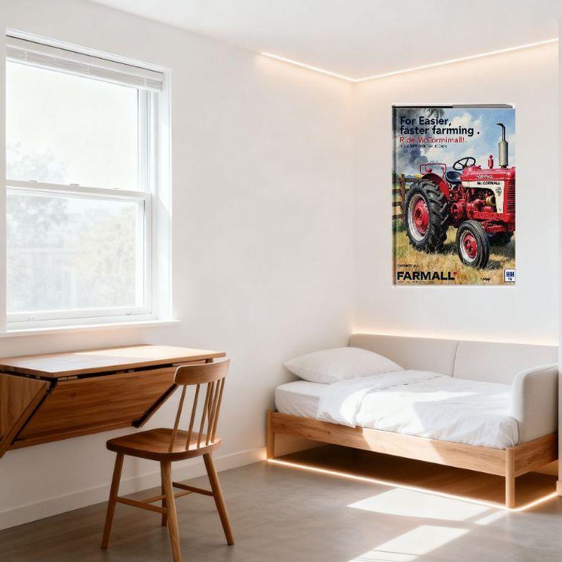 Vintage Farmall McCormick Tractor Metal Tin Sign for Home Bar Man Cave Decor, Retro Farm Machinery Art Poster, Farm Equipment Ad