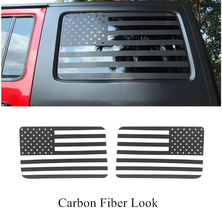2x American Flag Window Decal Sticker For Jeep Wrangler JK JKU 2007-2017 4-Doors