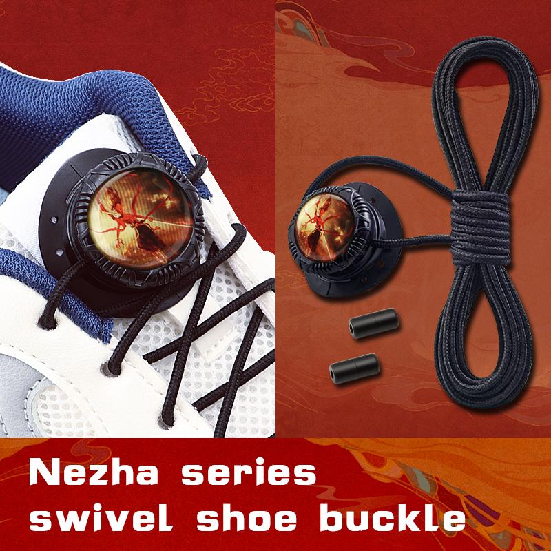 1Pair Swivel Buckle Laces Thick Rope Sneakers Shoelace Nezha Automatic Shoelaces Without Ties Install Simple Shoes Accessories