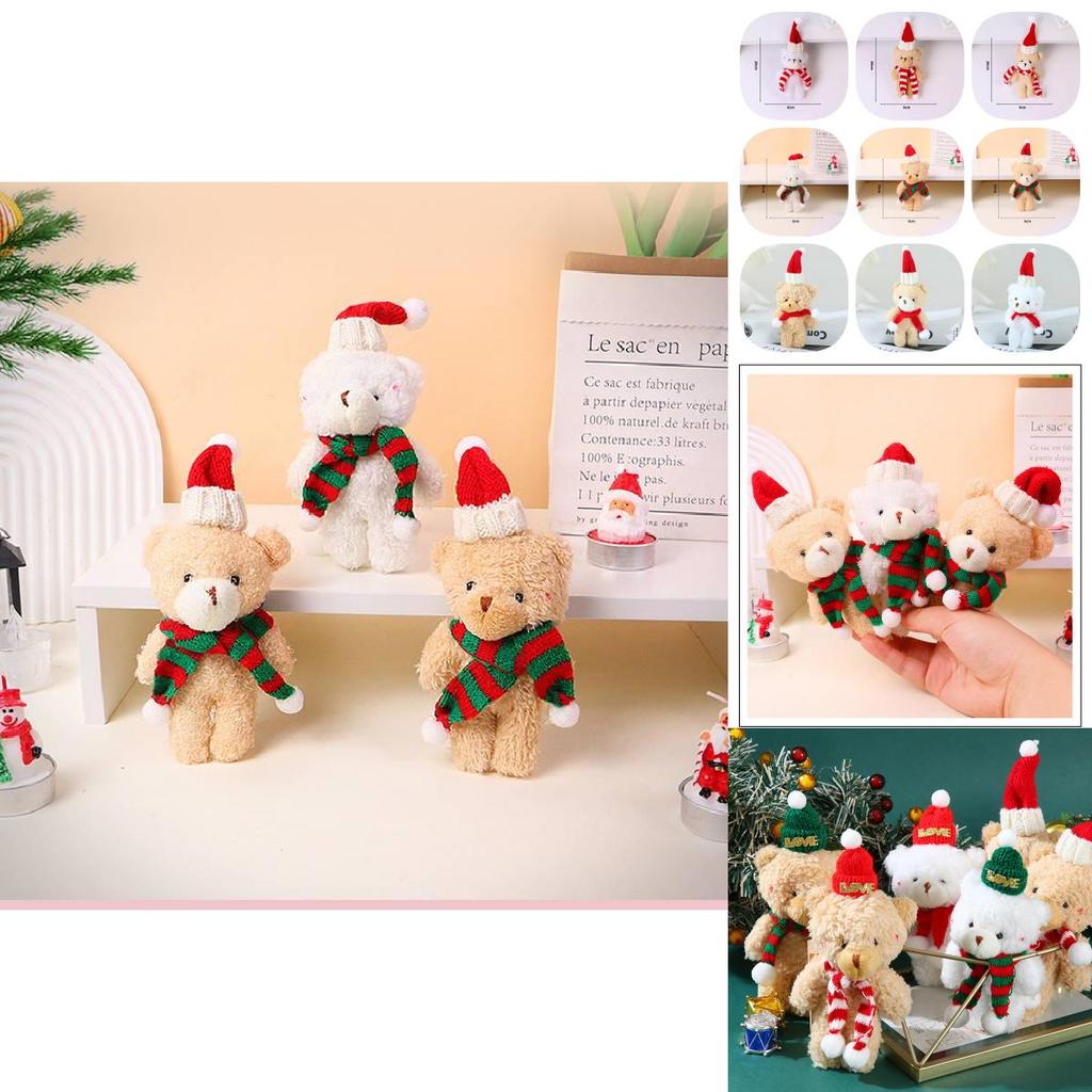 Adorable Plush Christmas Bear Pendant With Colorful Scarves And Hats Perfect For Holiday Decor