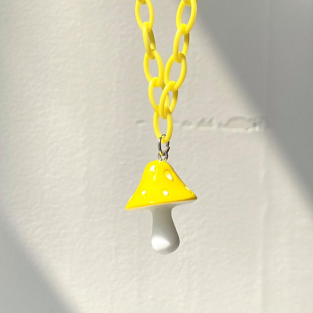 

Multicolor Trendy Resin Mushroom Pendant Necklace Elegant Casual Jewelry Women For жовтий