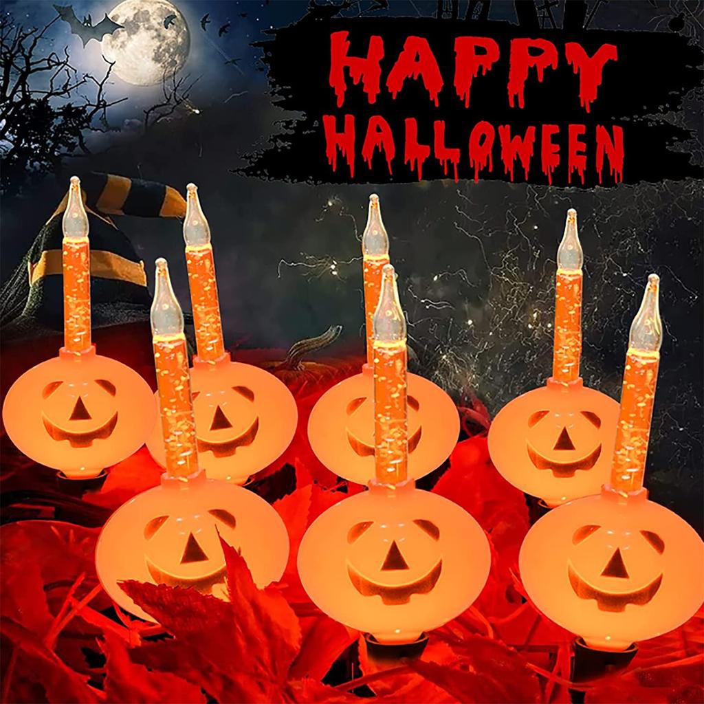 Black-lined Pumpkin Bubble Lights 6-Light Halloween Decorative String Lights Bar & Garden Decor Pumpkin Strings