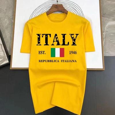 Letter Italy Erkek Hip Hop Tişörtleri 2023 Yeni Yaz Komik Çok Renkli Baskılı Pamuk Nefes Alabilir Tişörtler Üstler Erkek Moda Tişört