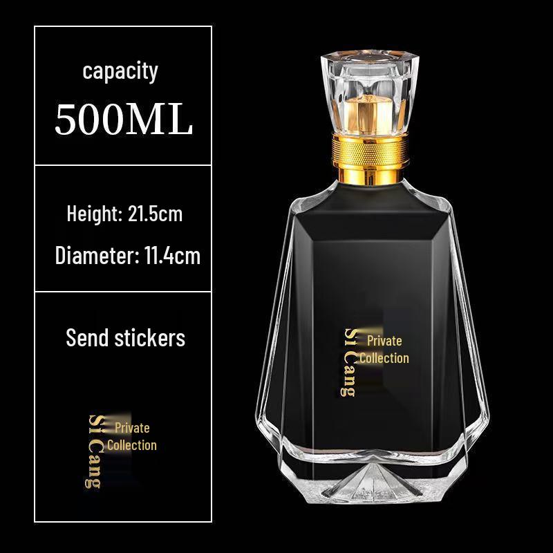 Sticlă Elegantă de 500ml pentru Baijiu - Transparentă, Alb Cristal, Ideală pentru Colecția Privată de Vinuri.