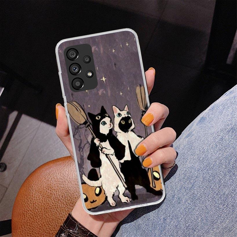 Black Cat Cartoon Cute Phone Case For Samsung Galaxy A17 A16 A15 A14 A13 A57 A56 A55 A54 A53 A37 A36 A35 A34 A33 A26 A25 A24 A23