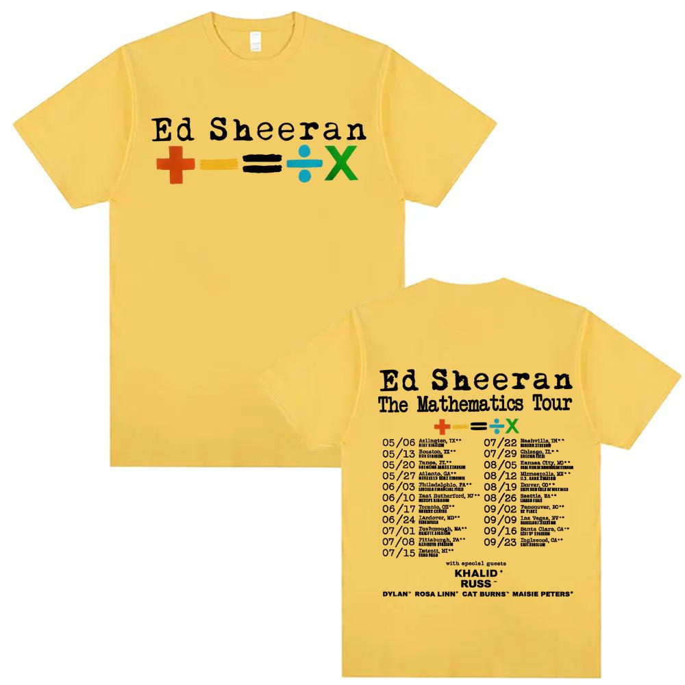 Summer Ed Sheeran Mathematics Tour Graphic Men Women Harajuku Retro 90s Hip Hop 100% Pure Cotton Printed T-shirt