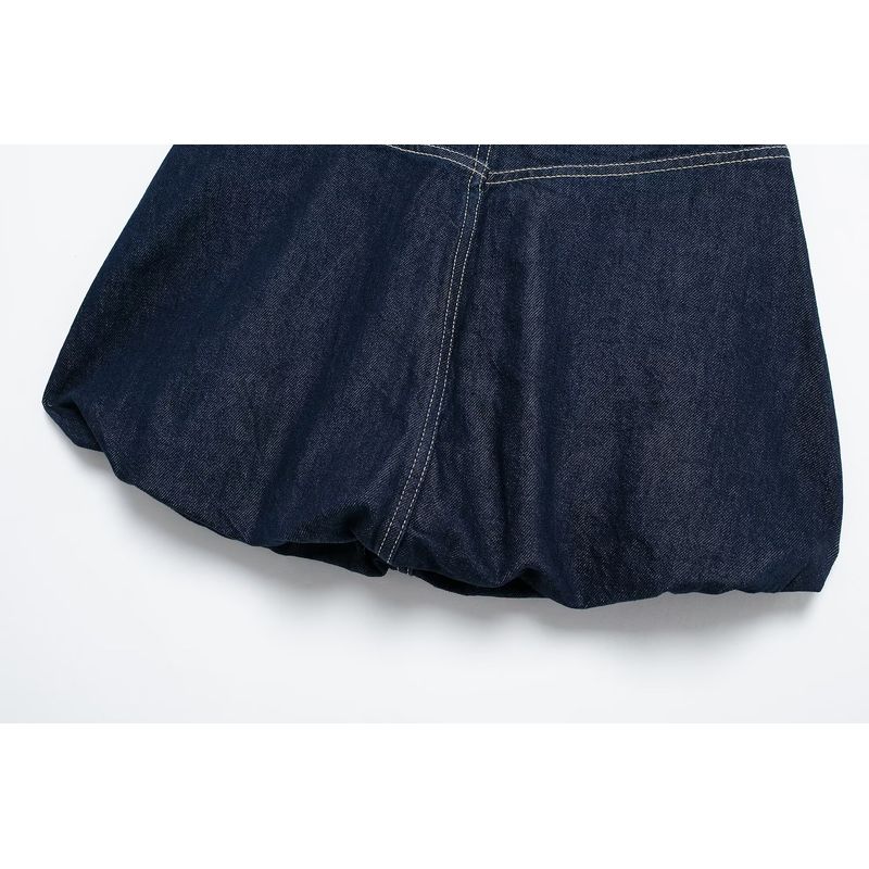 Kaslead New Arrival Women's Fashion Style Stylish Simple and Versatile Balloon Style Denim Skirt 2569290