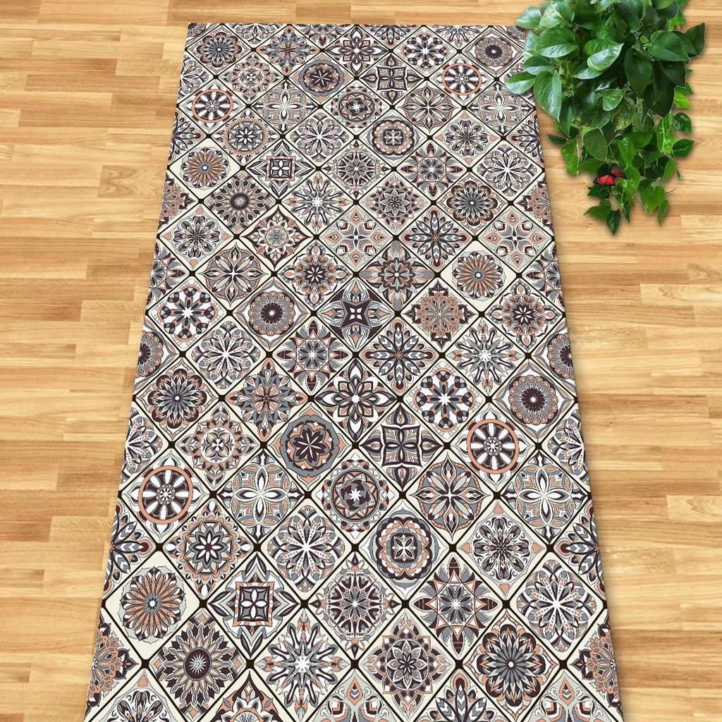 Multi Style Runner Rug Vintage Geometric Floral Marble Pattern Non Slip Washable Carpet for Hallway Kitchen Corridor Home Decor