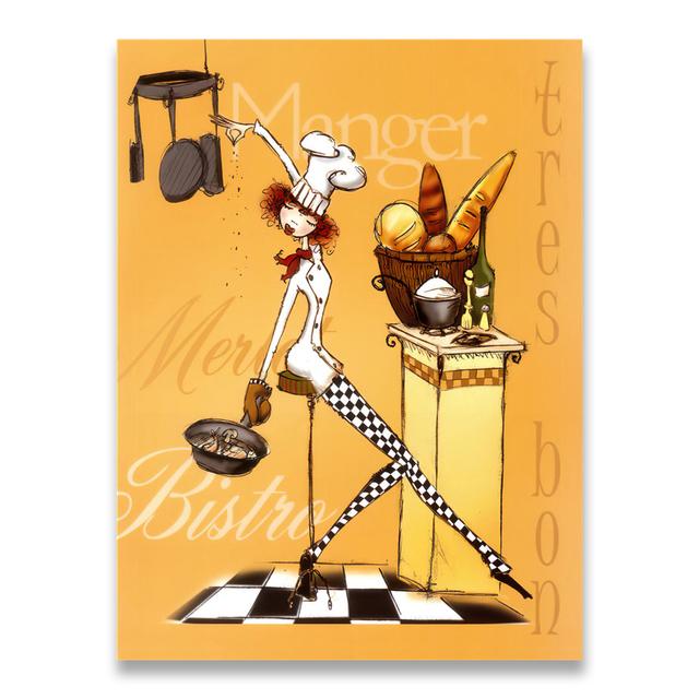 

Скандинавский креативный женский шеф-повар, холст, картина, настенные постеры, принты, настенные художественные картинки для декора кухни, домашний декор, без рамки 21*30cm