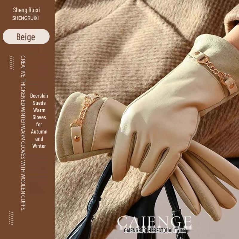 Damen Winterhandschuhe mit Fleecefutter: Warm, Winddicht, Touchscreen-Kompatibel, Proteinleder