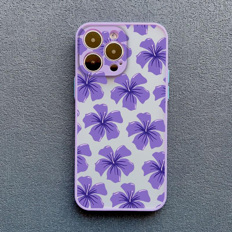 Art Flat Flower Pattern Protective Phone Case For iPhone 11 12 Mini 13 Pro Max 16 15 14 Pro Max Plus 7 8 Plus X XR XS Back Cover