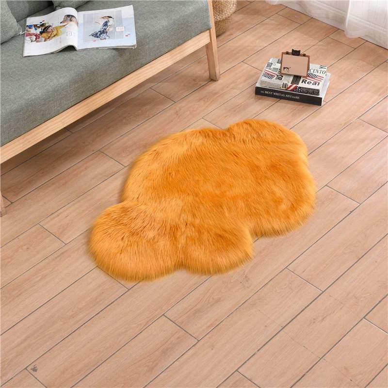 Faux Wool Cloud-Pattern Long Pile Rug for Living Room, Bedroom, and Bay Window