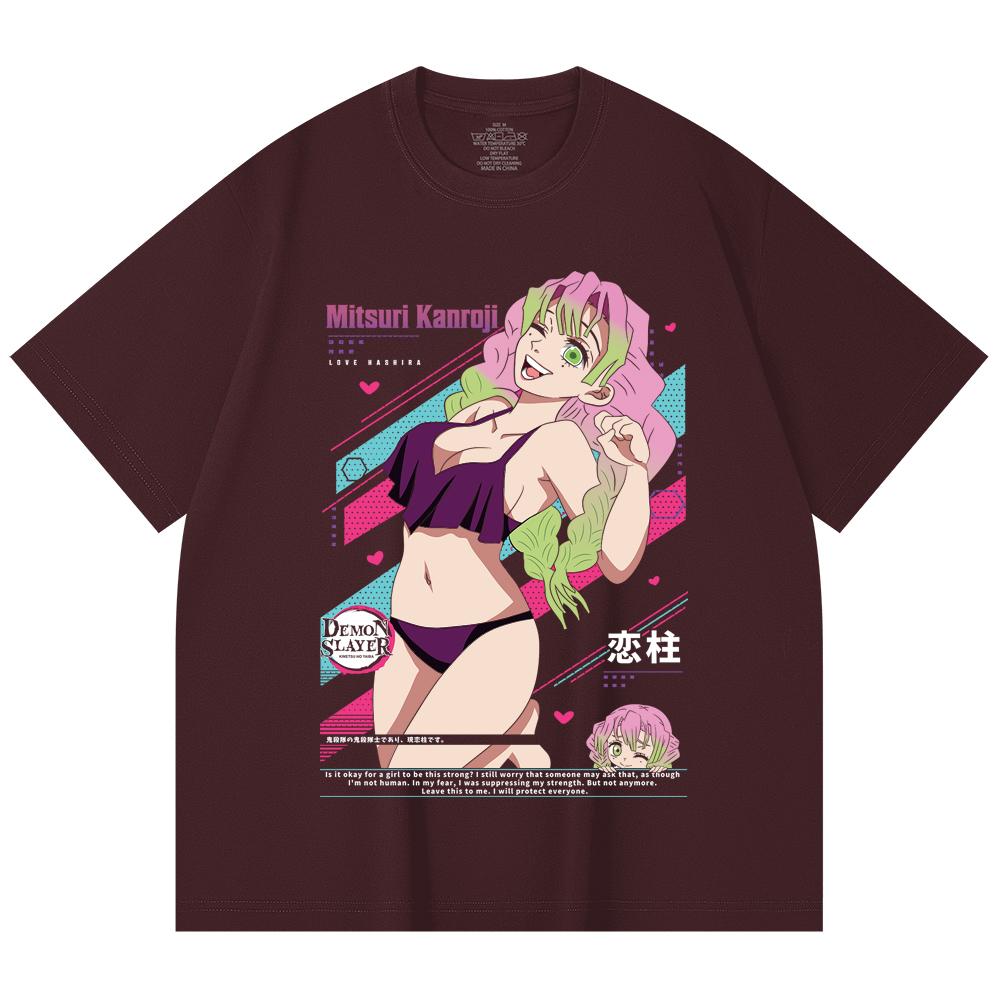

230 Gsm 100% Cotton Demon Slayer V52 Mitsuri Waifu Print Unisex Heavy Cotton T Shirt 2XL
