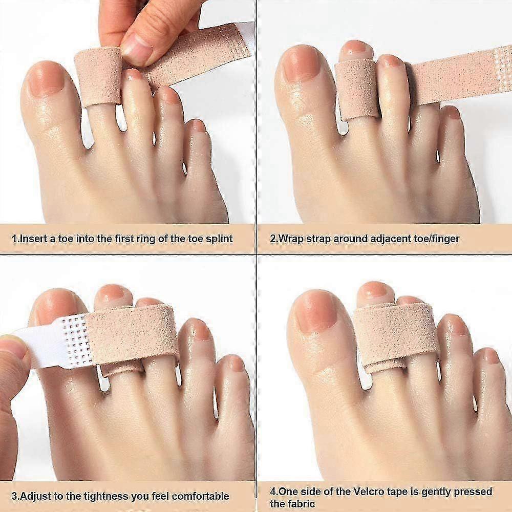 DYKOOK Broken Toe Wraps 8 Pcs/Pack M Size Fabric Toe Splint Toe Cushioned Bandages Finger Protectors Straightener Hammer Toe Separators