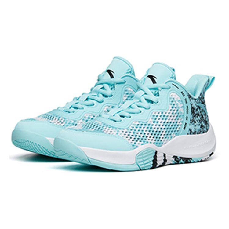 Anta Youth  Childrens Non-Slip Shock Absorbing Wear-Resistant Low-Top Basketball Shoes Kids Basketball Shoes Blue Black 312221103-1