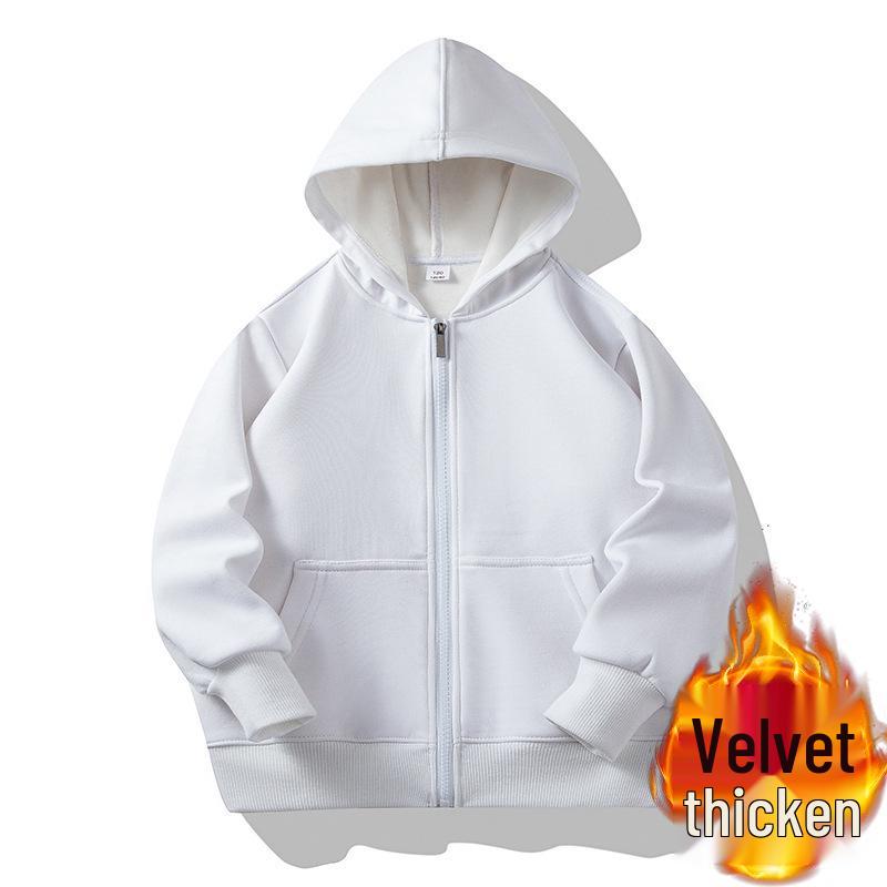 Children's Fleece Lined Zip-Up Hoodie with Patch Pockets - Solid Color, Customizable for School or Class Uniforms
