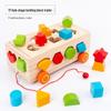 Kids' Wooden Geometric Shape Puzzle & Educational Toy Car with Orchard Picking, Carrot Pulling, and Fishing Game
