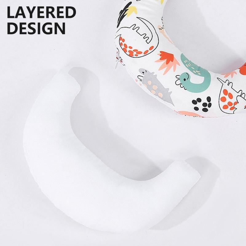 Baby Pillow with Ergonomic Neck Support Breathable Cotton Pillow with Cartoon Pattern for Newborns Infant