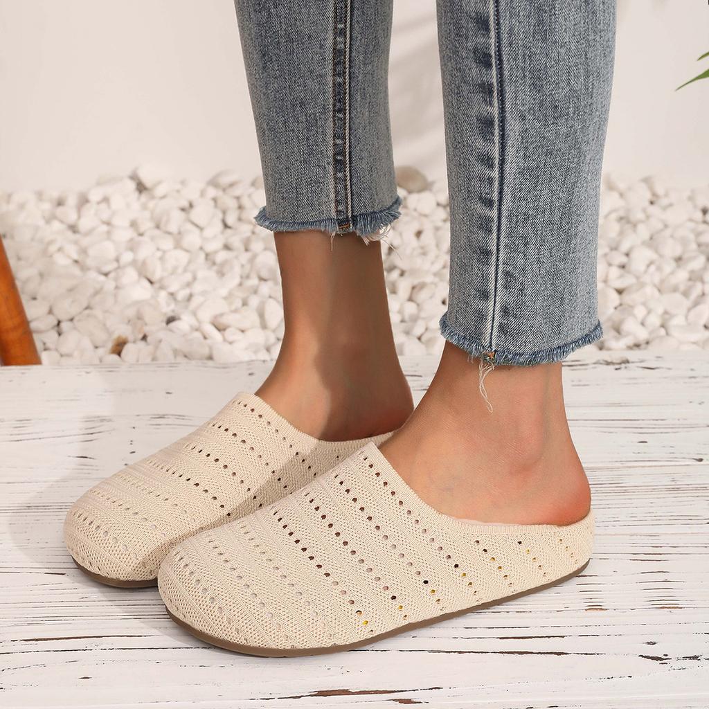 Retro niche woven bag head half slippers women's outer wear summer lazy one pedal comfortable soft sole square head muller shoes