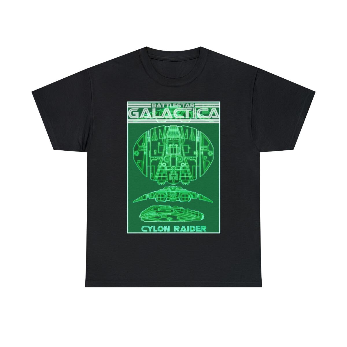 Battlestar Galactica Cylon Raider Viper Pilot Display Unisex Heavy Cotton Tee S
