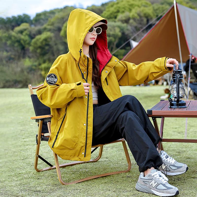 

Brand Closure Unisex Plus Size Hooded Windbreaker: Spring/Autumn Loose-Fit Windproof Casual Jacket L 125-145 cm