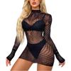Dame Sexy Mesh Fishnet Mini Kjole One Piece kjoler Bodysuit Undertøy Dame Se Through Backless Hollow Out Dress Undertøy Sexy Kostymer Plus Size