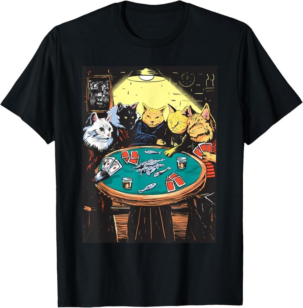 Funny Cats Playing Poker Art Cat T-Shirt Unisex T-Shirt S