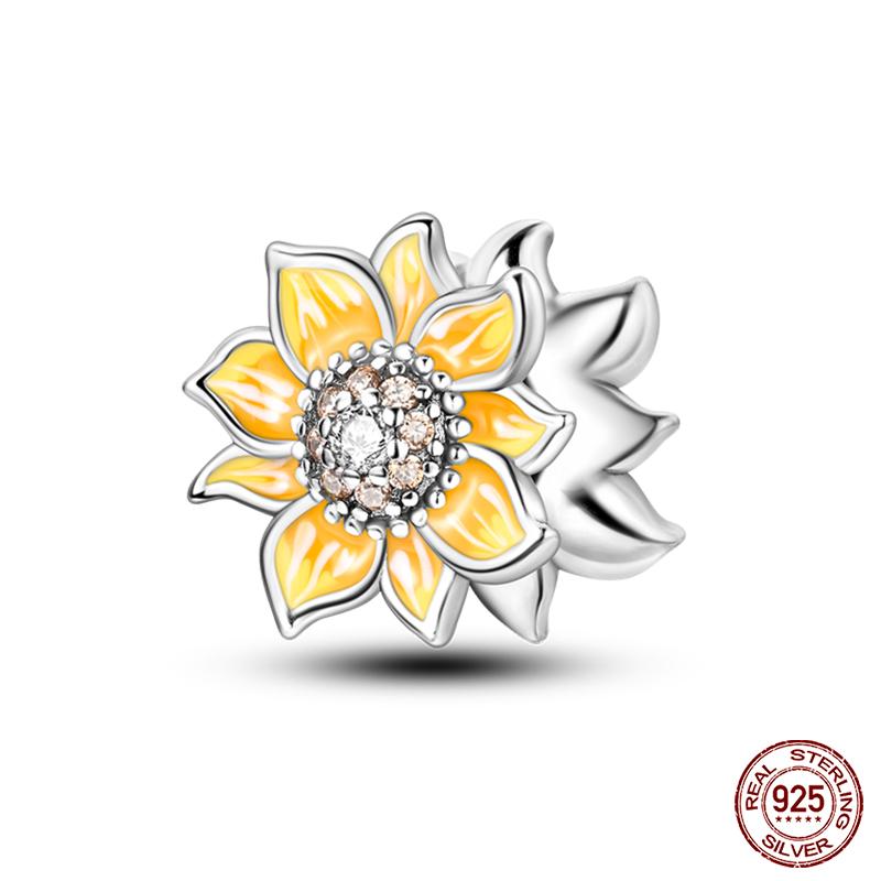 100% Kupfer Exquisite Blume Sonnenblume Spinne Anhänger Perlen Passend für Qikaola Original Armbänder Diy Geburtstags Schmuck Geschenk