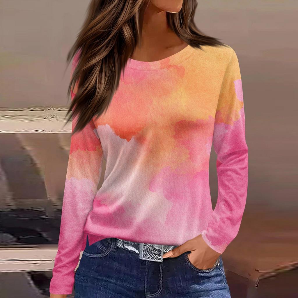 Women's Daily Casual Long-sleeved Printed O-neck Top