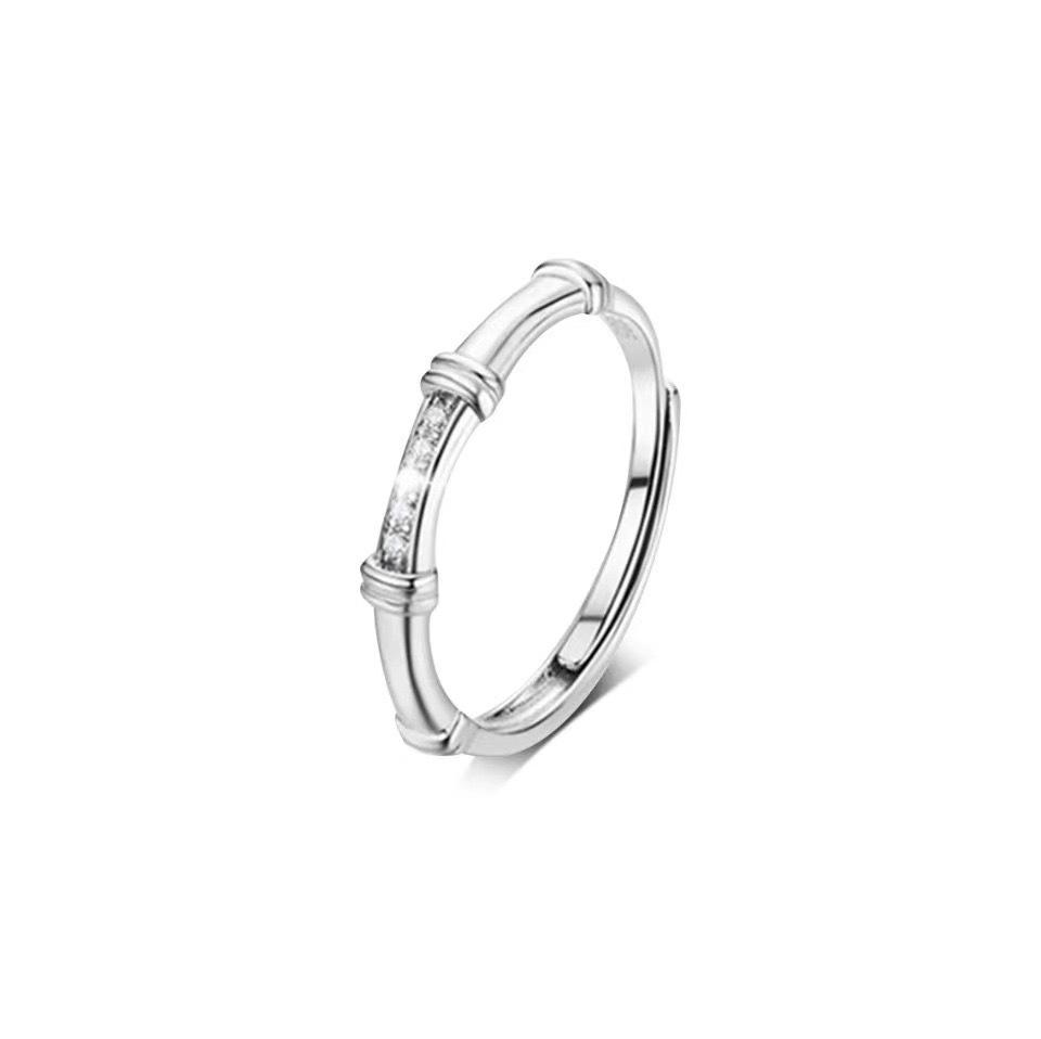 New Chinese Bamboo Couple Ring Women's Simple Niche Design, High-end New Open Pair Ring Gift for Girlfriend