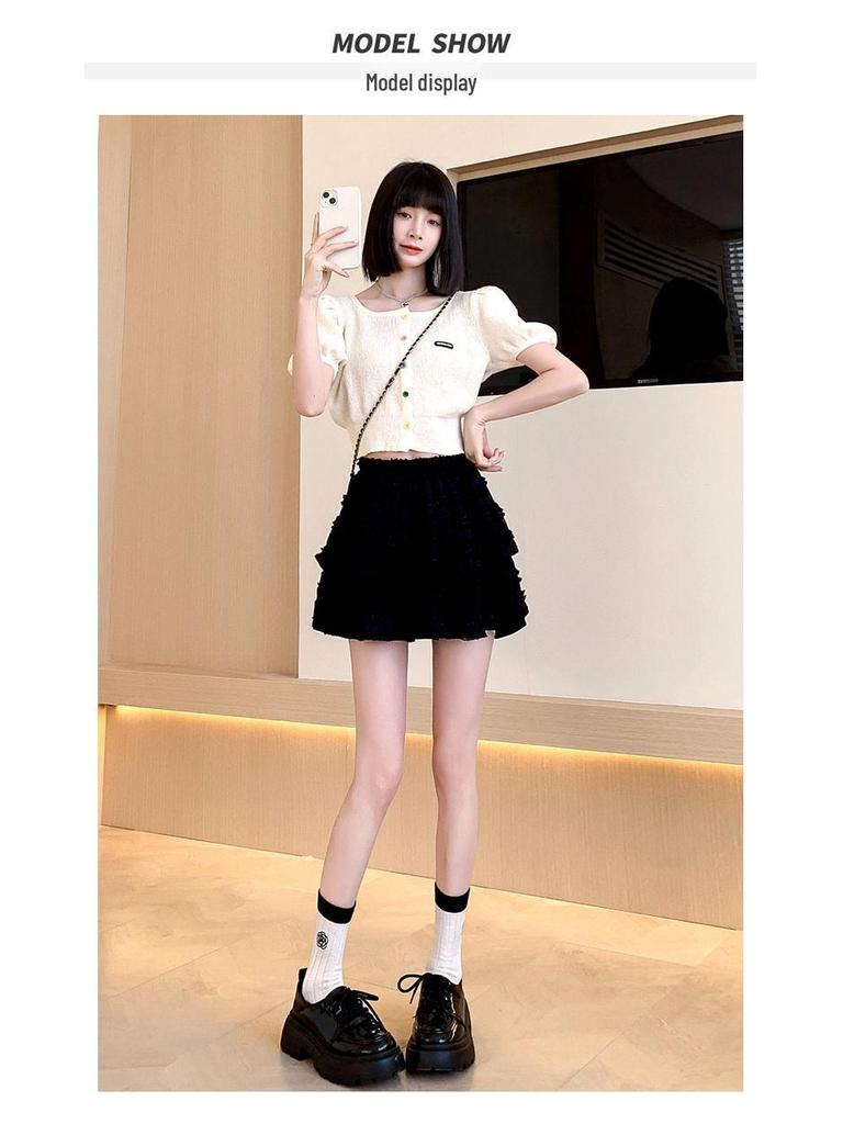 Women's Lace Ballet Midi Skirt - Summer 2025 High Waist Slimming Princess Style Skirt